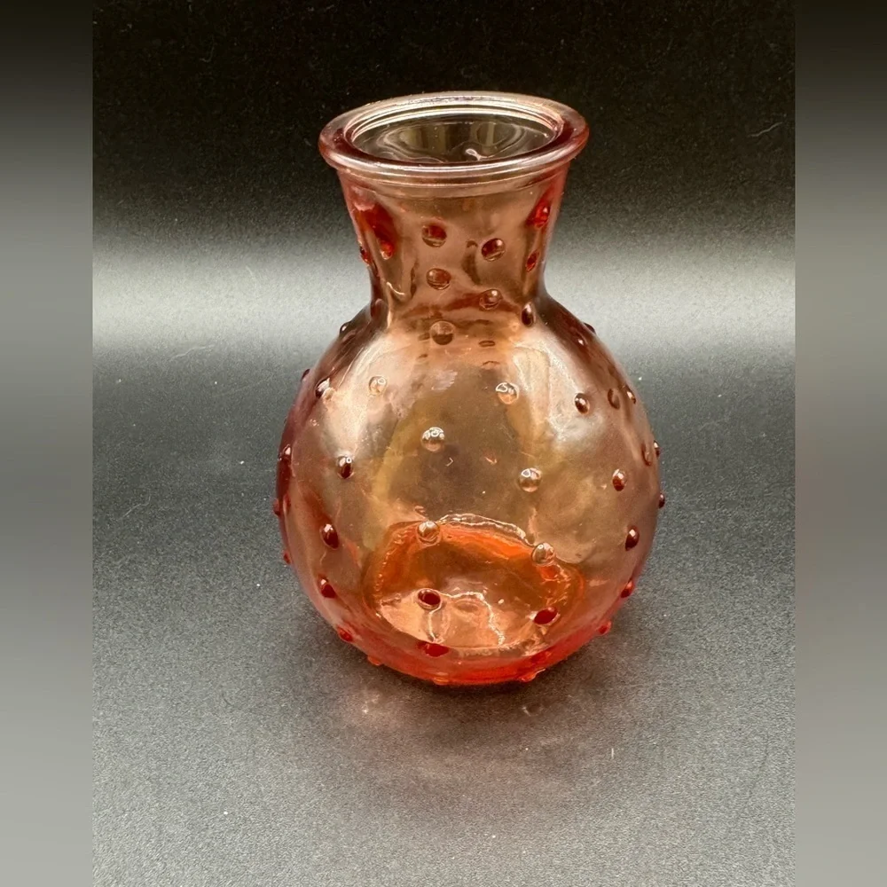 Coral Dimpled Beaker Mini Bud Vase 4”